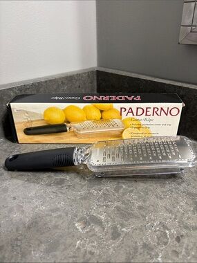 Paderno Stainless Steel Handheld Grater with Black Ergonomic Handle